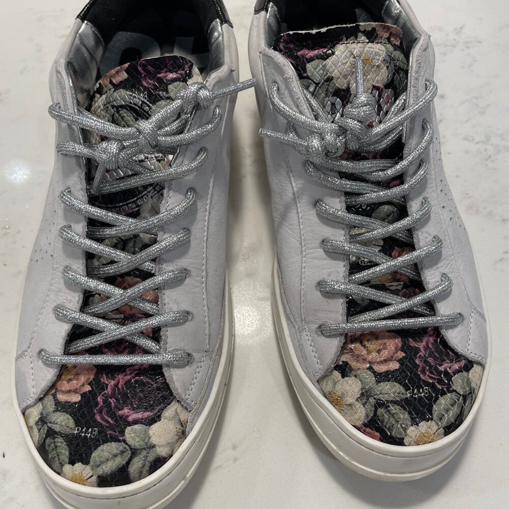 P448 John Low Top Sneaker Floral Leather Comfortable Made in Italy EU 40 US 9.5